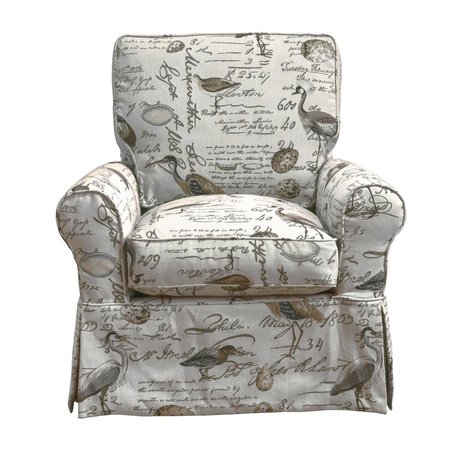 SUNSET TRADING Horizon Box Cushion Chair Slipcover - Bird Script SU-114993SC-854825